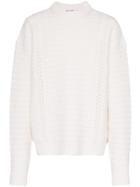 Jil Sander Chunky Crew Neck Virgin Wool Sweater - White