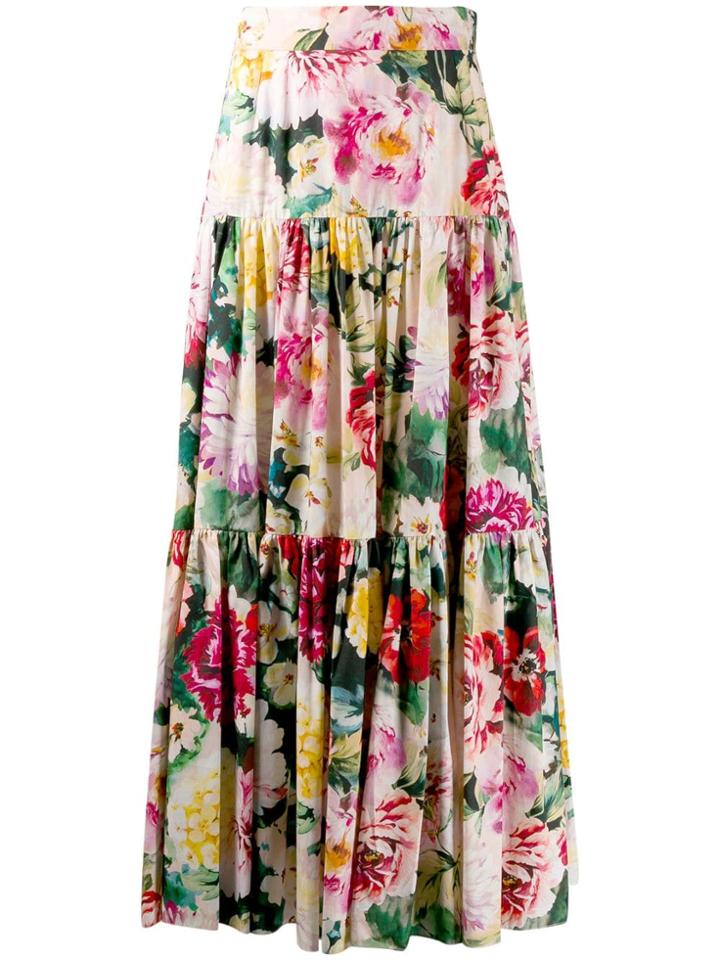 Dolce & Gabbana Floral Print Tiered Skirt - Pink