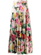 Dolce & Gabbana Floral Print Tiered Skirt - Pink