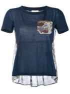 Semicouture - Camouflage Print Panel T-shirt - Women - Cotton/polyester - S, Blue, Cotton/polyester