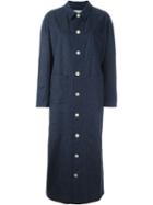 Julien David Denim Effect Contrast Button Down Oversized Coat
