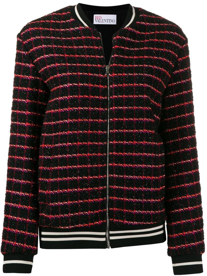 Red Valentino Checked Bomber Jacket - Black