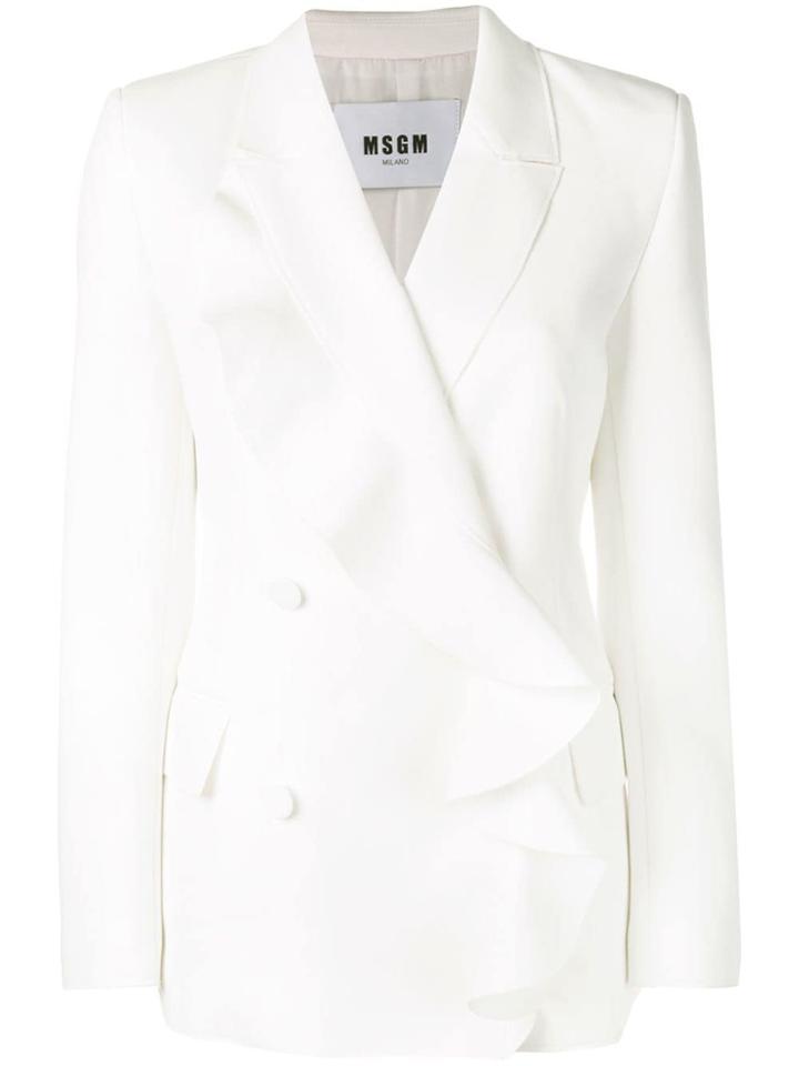 Msgm Ruffle Blazer - White