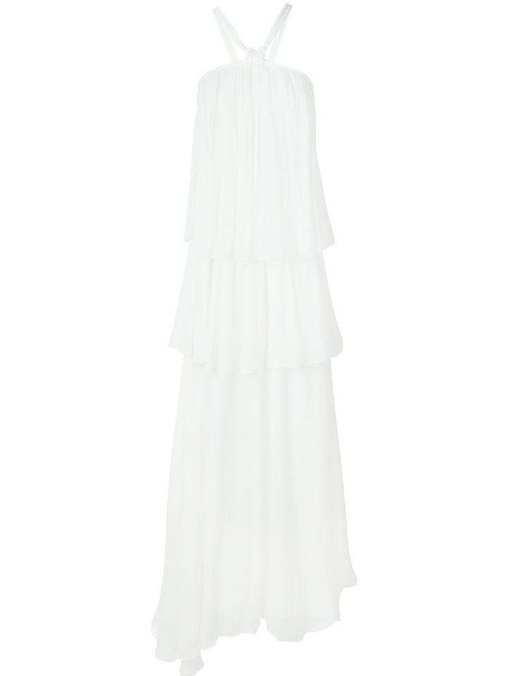 Jay Ahr Tiered Evening Dress, Women's, Size: 38, White, Silk/nylon