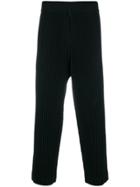 Homme Plissé Issey Miyake Cropped Ribbed Trousers - Black