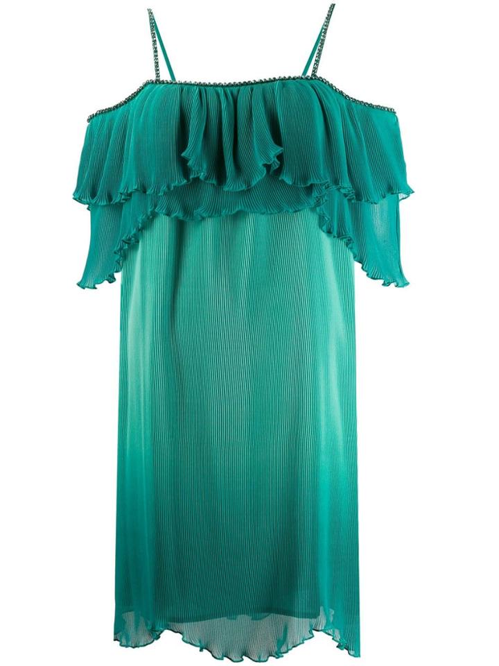 Just Cavalli Frill Trim Plisse Dress - Green