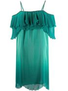 Just Cavalli Frill Trim Plisse Dress - Green
