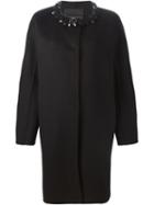 Ermanno Scervino Embellished Collar Coat, Women's, Size: 44, Black, Cotton/plastic/acetate/virgin Wool