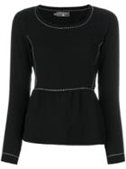 Cotélac Frill-trim Knitted Sweater - Black