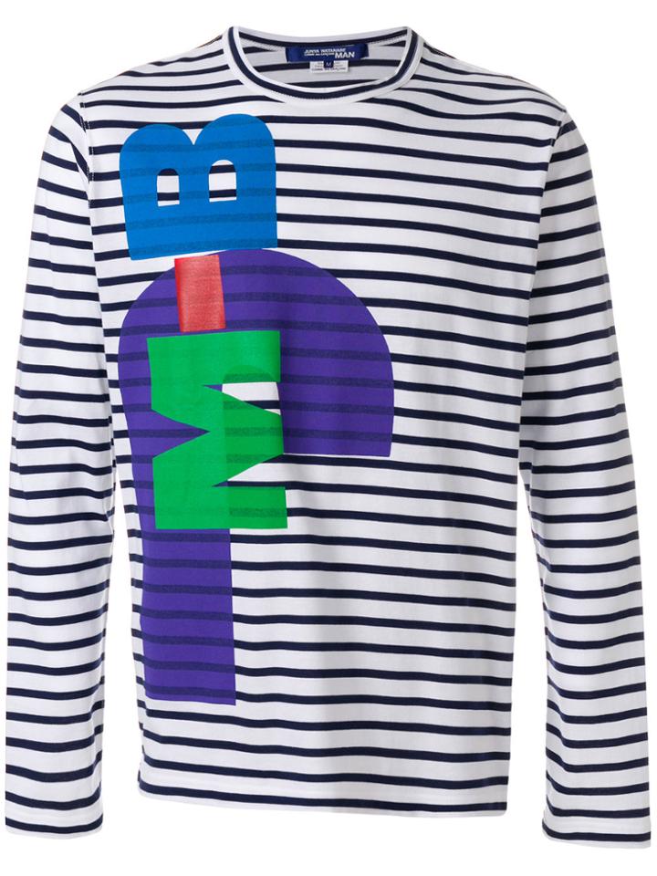 Junya Watanabe Man Striped Graphic Print Top - White