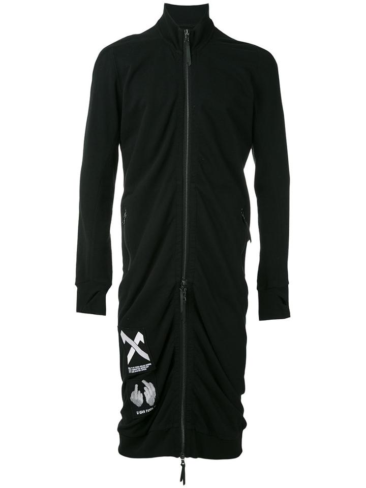 11 By Boris Bidjan Saberi - Embroidered Back Long Cardigan - Men - Cotton - M, Black, Cotton