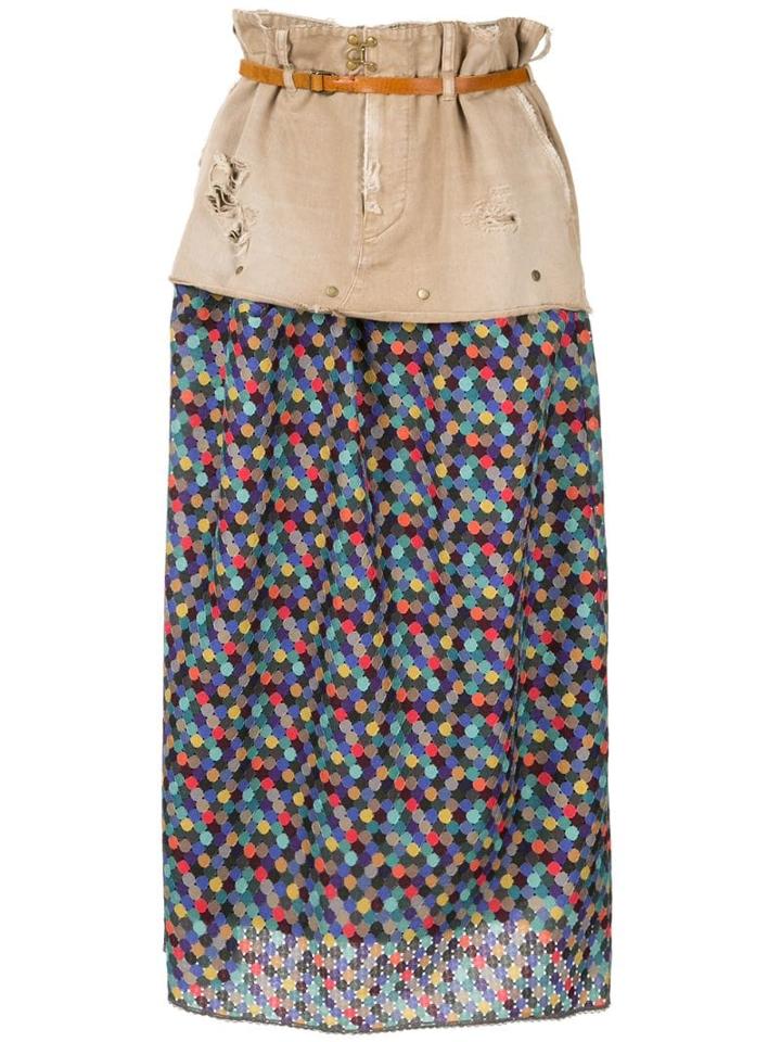 Kolor Patchwork Straight Skirt - Neutrals