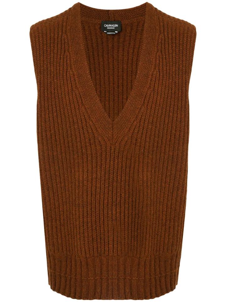 Calvin Klein 205w39nyc Oversized V-neck Vest - Brown