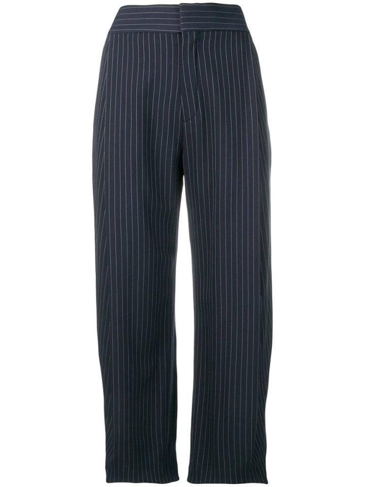 Chloé Cropped Pinstriped Trousers - Blue