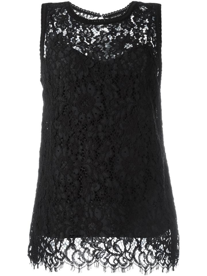 Twin-set Lace Tank, Women's, Size: M, Black, Cotton/polyamide/viscose/polyester