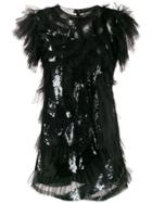 Alberta Ferretti Sequin Embroidery Short Dress - Black