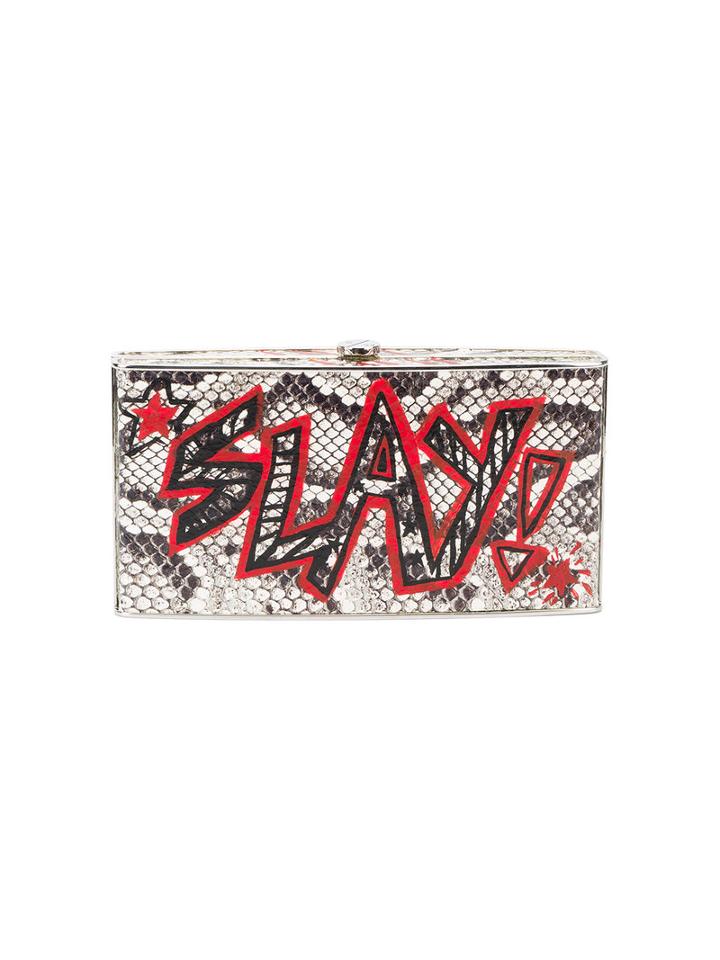 Elisabeth Weinstock X Re/done Graffiti Box Clutch, Women's, Black, Leather/metal