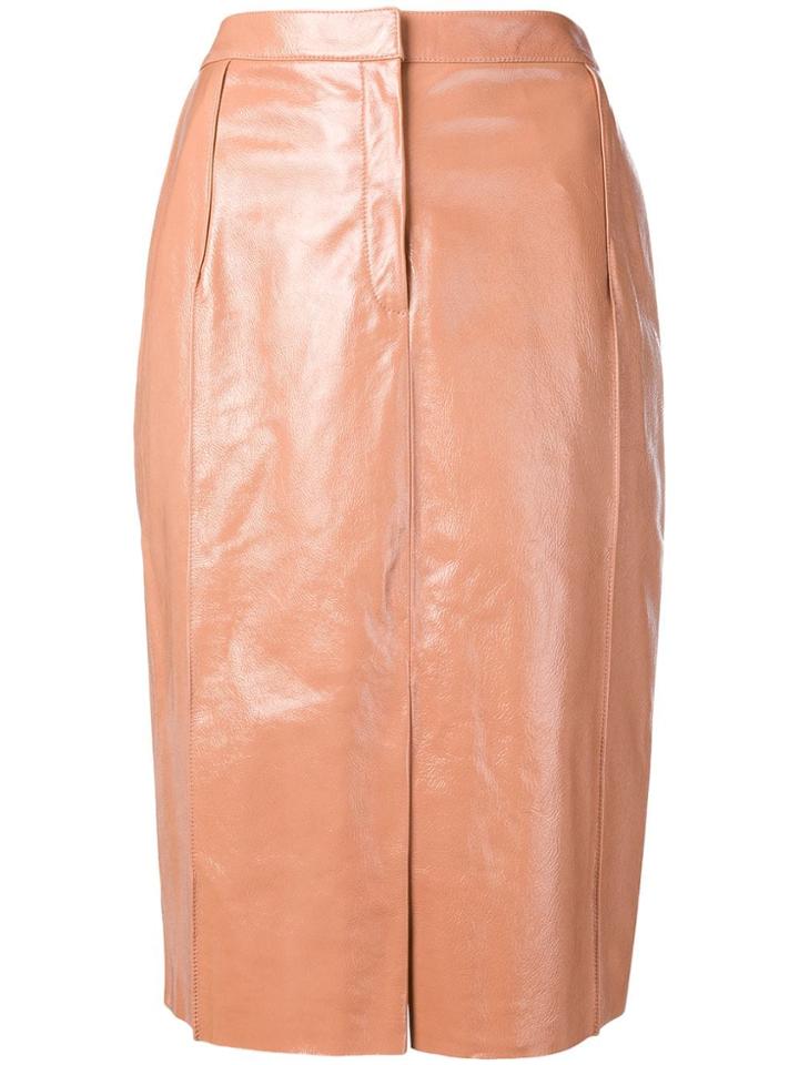 Drome Lambskin Straight Skirt - Nude & Neutrals