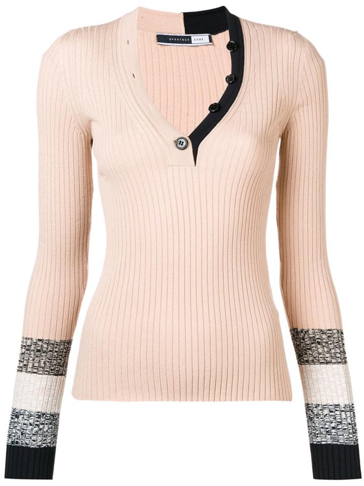 Sport Max Code Longsleeved Button-front Jumper - Nude & Neutrals