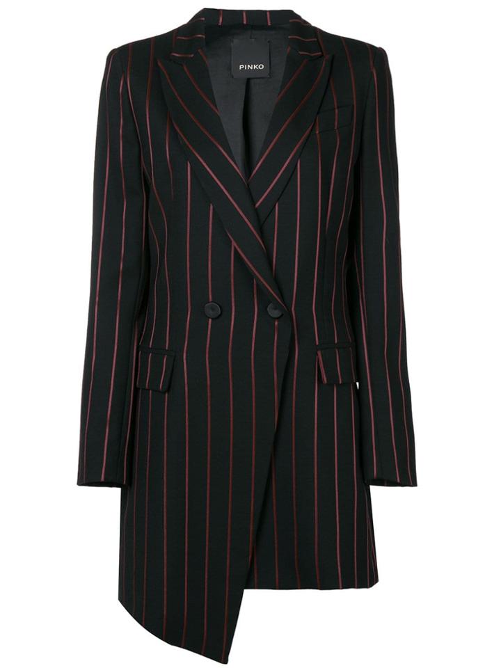 Pinko Moris Pinstripe Asymmetric Blazer - Black