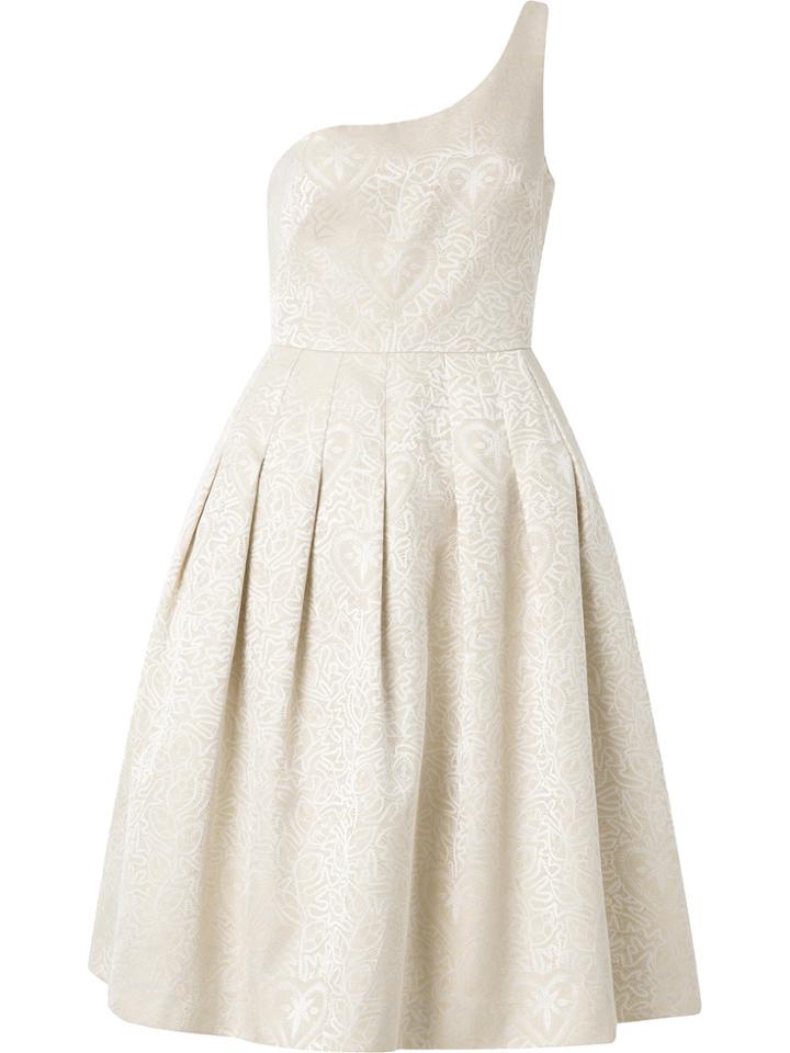 Martha Medeiros One Shoulder Jacquard Rogeria Dress - Nude & Neutrals