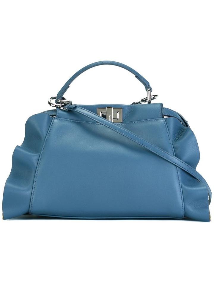 Fendi Small Peekaboo Tote, Women's, Blue, Nappa Leather