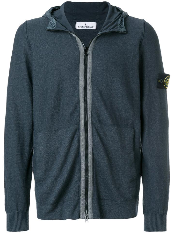 Stone Island Shell Hood Zipped Hoodie - Blue