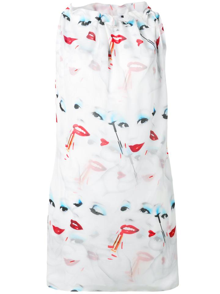 Jeremy Scott Drawstring Neck Shift Dress - White