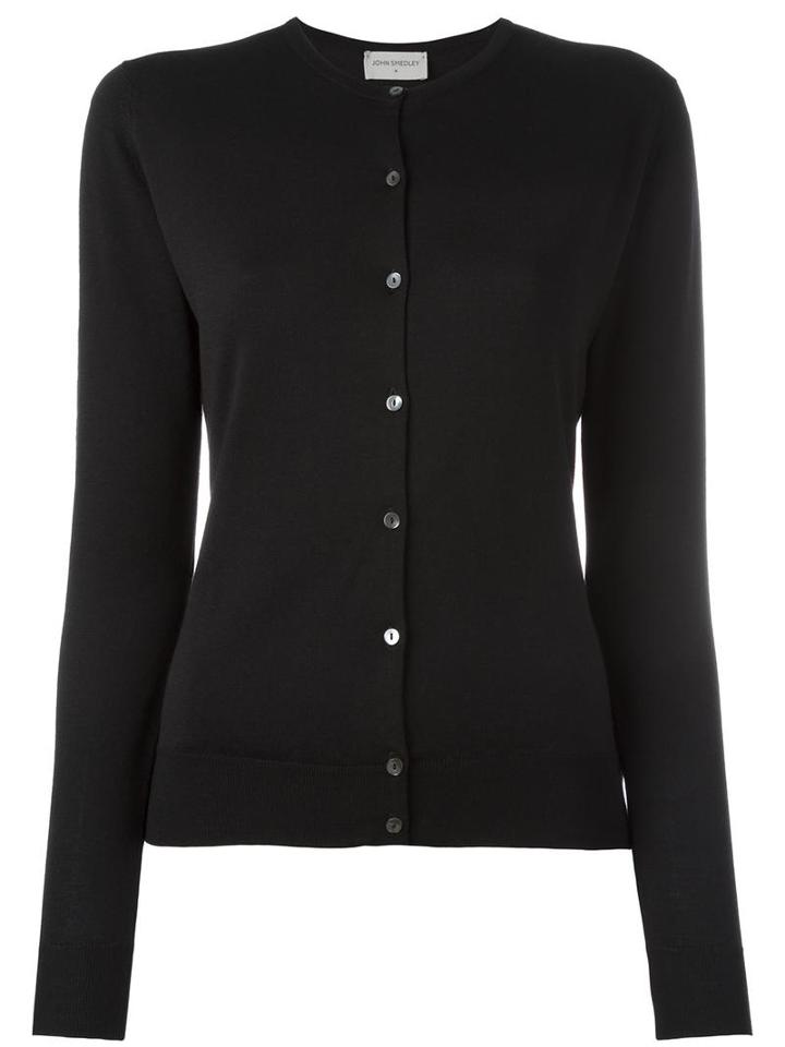 John Smedley Round Neck Short Cardigan, Women's, Size: Small, Black, Merino/virgin Wool