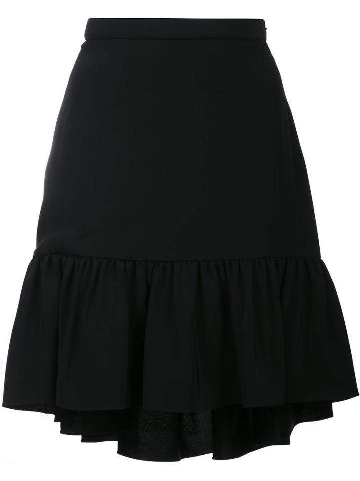 Saint Laurent Pleated Trim Flare Skirt, Women's, Size: 40, Black, Silk/acetate/viscose