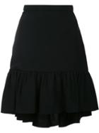 Saint Laurent Pleated Trim Flare Skirt, Women's, Size: 40, Black, Silk/acetate/viscose