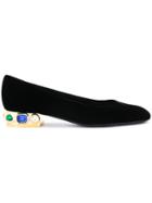 Casadei Embellished Heel Ballerina Pumps - Black