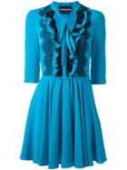 Marco Bologna Ruffled Layer Dress, Women's, Size: 40, Blue, Silk