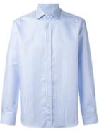 Etro Striped Shirt, Men's, Size: 45, Blue, Cotton/linen/flax