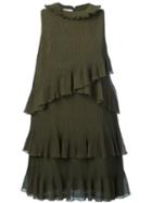 Giamba Ruffle Detail Shift Dress, Women's, Size: 40, Green, Polyester