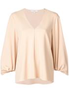 Tibi Structured V-neck Blouse - Nude & Neutrals