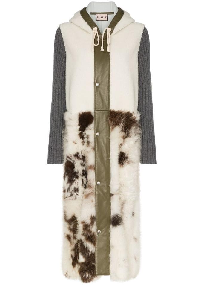 Plan C Shearling Two-tone Coat - Multicolour