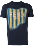 Fendi Logo Print T-shirt, Men's, Size: 50, Blue, Cotton