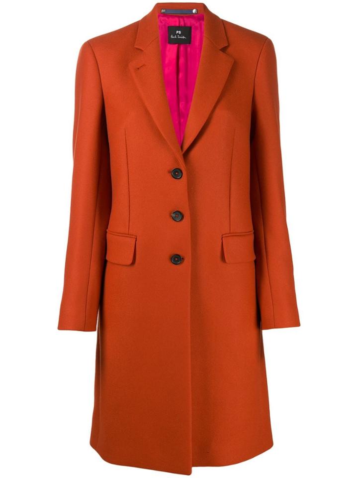 Ps Paul Smith Single Breasted Coat - Orange