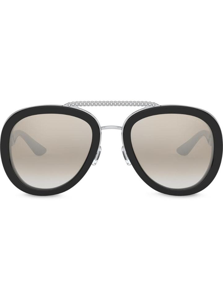 Miu Miu Eyewear Mirrored Aviator Sunglasses - Black