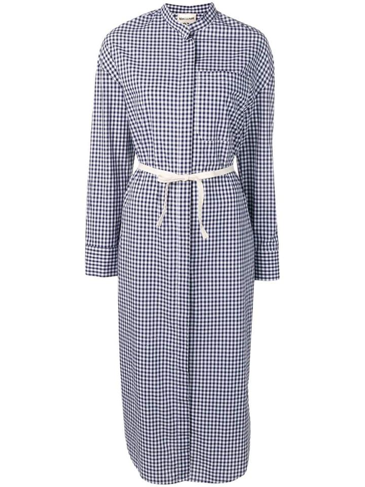 Semicouture Checked Shirt Dress - Blue