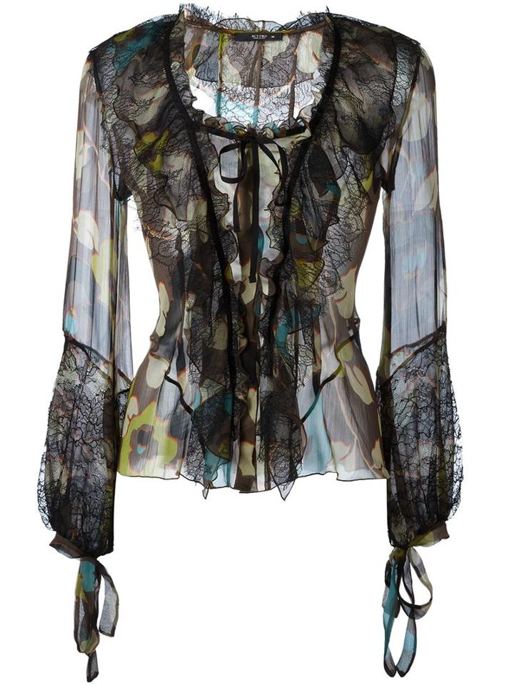 Etro Flower Print Longsleeved Blouse, Women's, Size: 42, Silk/polyamide/viscose
