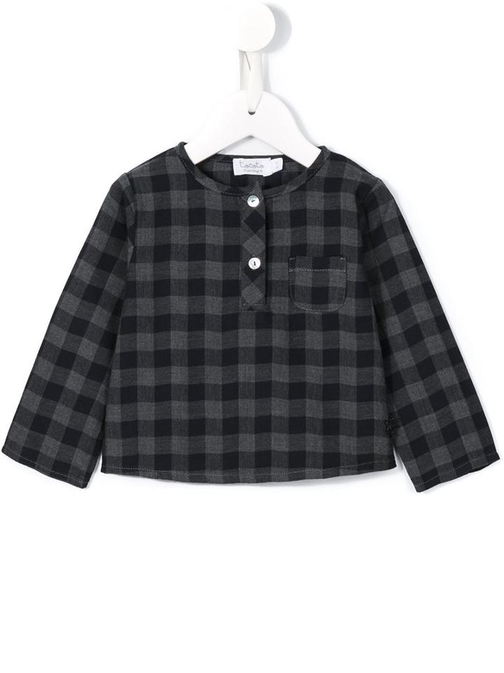 Tocotò Vintage - Checked Henley Shirt - Kids - Cotton - 9-12 Mth, Grey