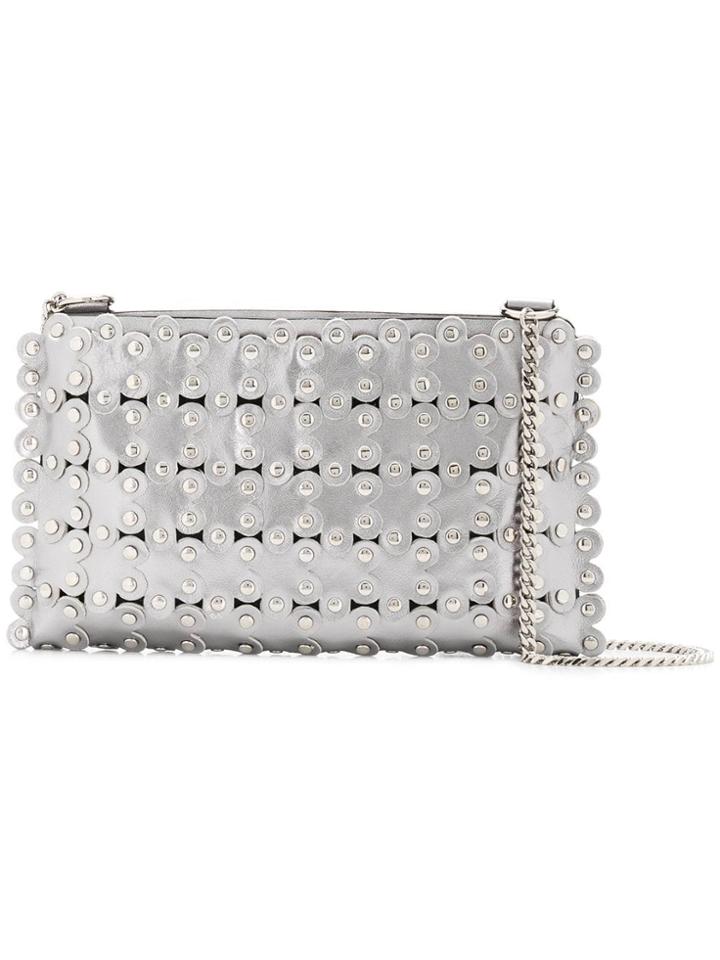 Red Valentino Red(v) Studded Metallic Crossbody Bag - Silver