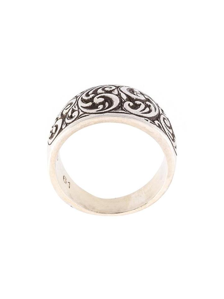 Henson 'engraved Husk' Ring, Men's, Size: Small, Metallic