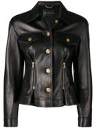 Versace Fitted Leather Jacket - Black