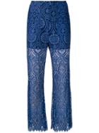 Msgm - Lace Detail Pants - Women - Polyamide/polyester/viscose - 42, Blue, Polyamide/polyester/viscose