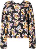 Msgm Floral Print Sweatshirt, Women's, Size: 40, Black, Cotton