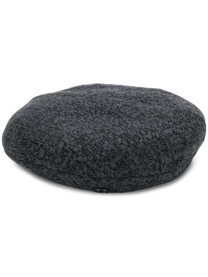 Maison Michel Flore Tweed Beret - Grey