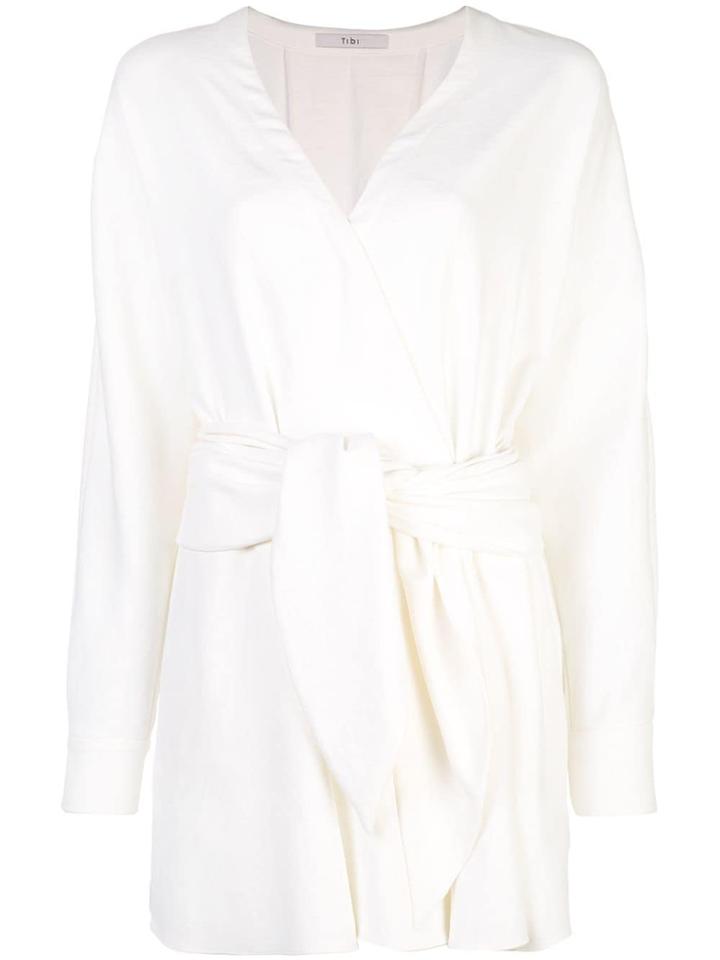 Tibi Short Wrap Dress - White